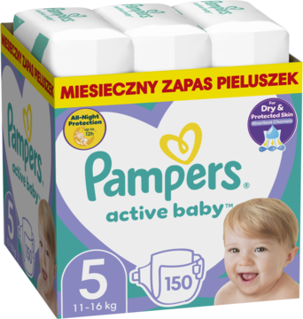 PAMPERS Active Baby pieluchy 11 16kg rozmiar 5 150 szt