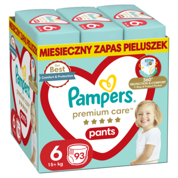 PAMPERS Premium Care pieluchomajtki 15kg rozmiar 6 93 szt